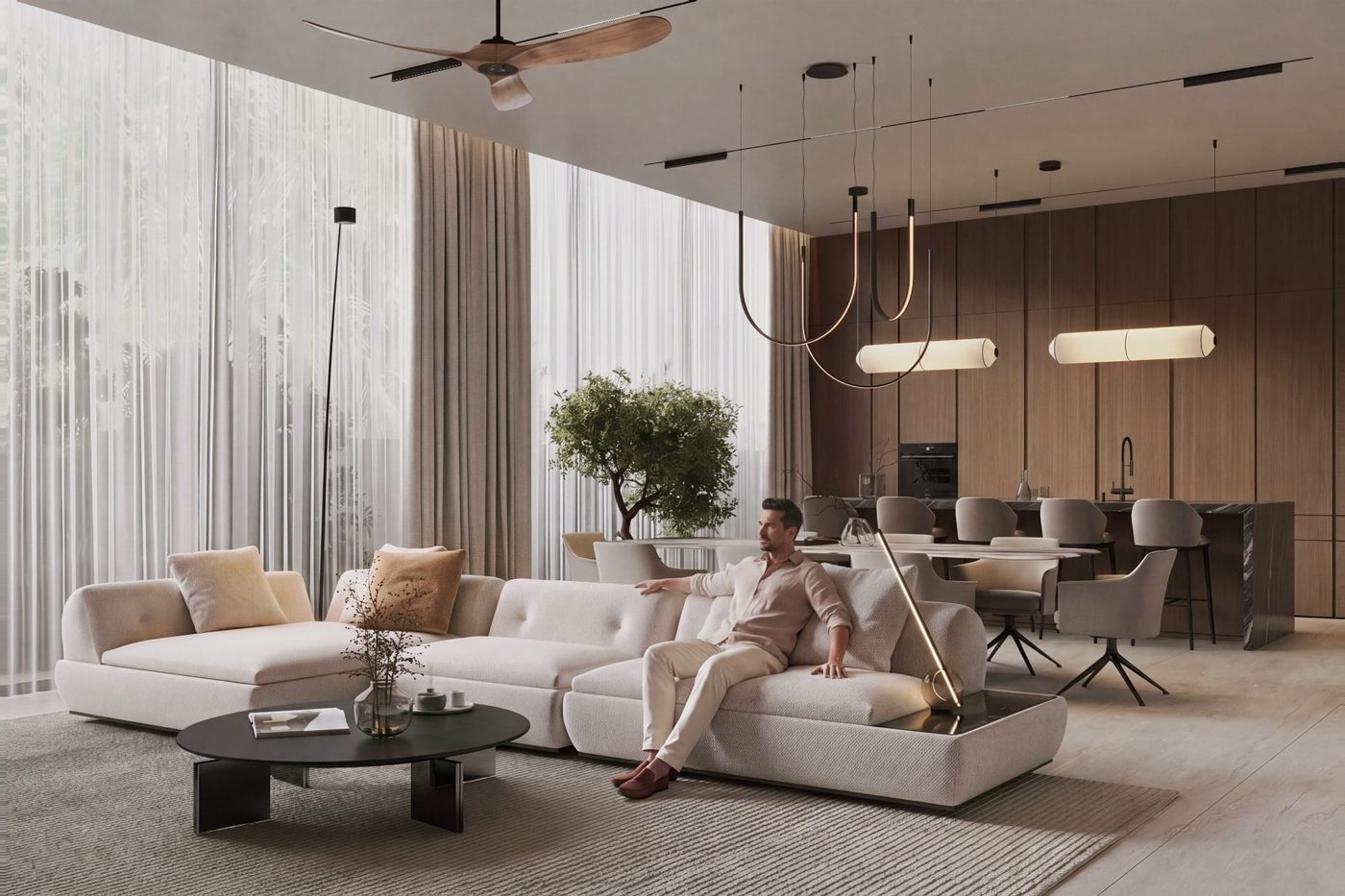 Sunti Villas — living area with sofa and dining table